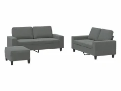 Clicnbuy Juego de sofás 3 piezas tela oscuro