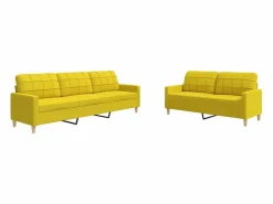 Online vidaxl Juego de sofás 2 piezas tela claro Amarillo