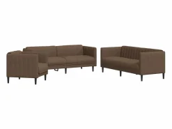 Clicnbuy Juego de sofás 3 piezas tela marrón
