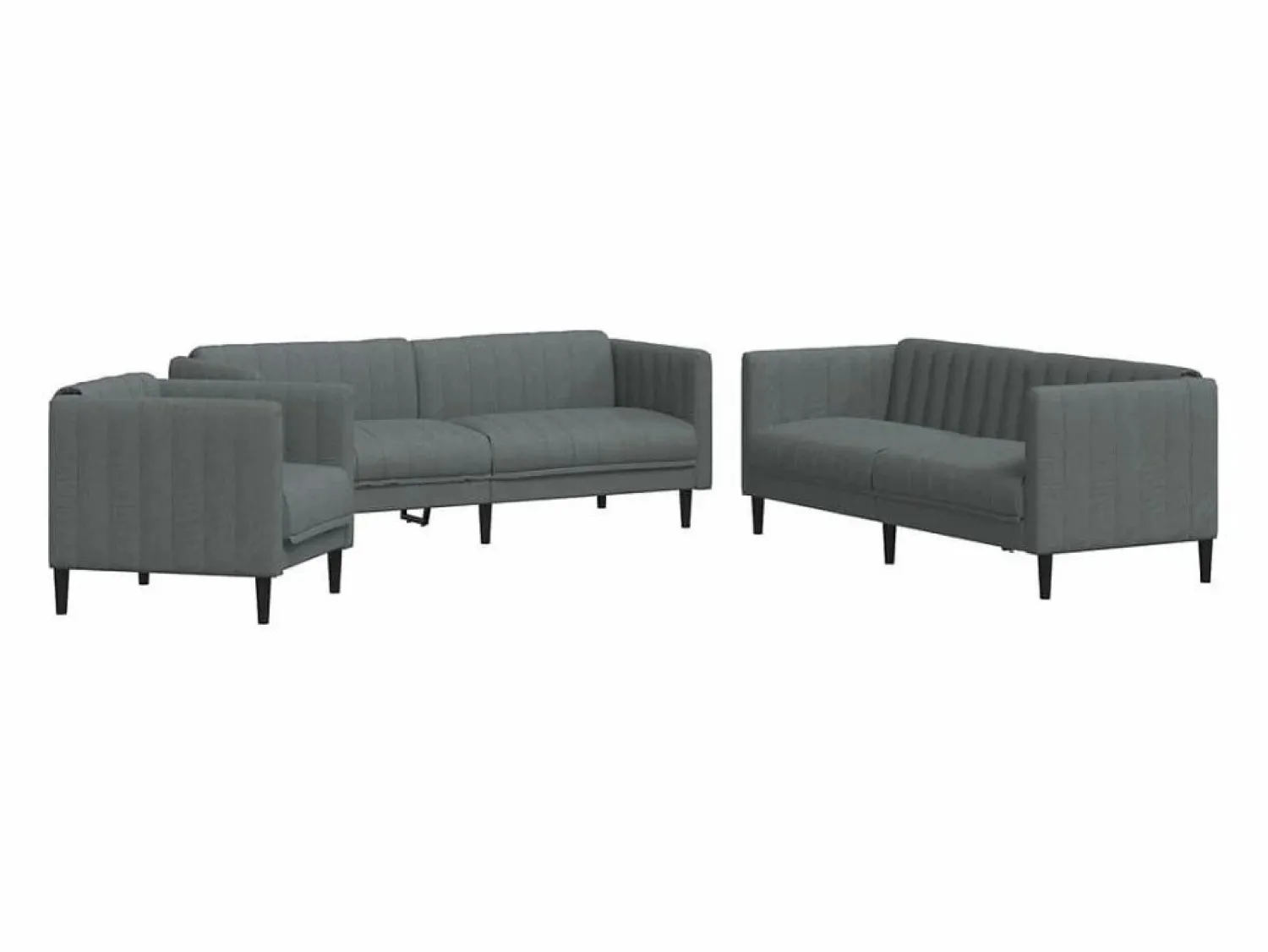 vidaxl Juego de sofás 3 piezas tela oscuro