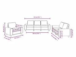 Online Juego de sofás 3 piezas tela oscuro Conjunto Sofás