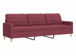 vidaxl Juego de sofás 2 piezas tela tinto