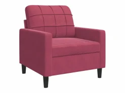 Best vidaxl Juego de sofás con cojines 3 piezas terciopelo tinto Rojo