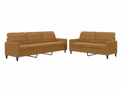 Sale Juego de sofás con cojines 2 piezas terciopelo marrón Conjunto Sofá Y Sillón