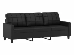 New vidaxl Juego de sofás con cojines 4 piezas cuero sintético Negro