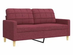 Discount vidaxl Juego de sofás con cojines 3 piezas tela tinto Rojo