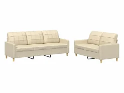 Clearance Clicnbuy Juego de sofás con cojines 2 piezas tela Crema
