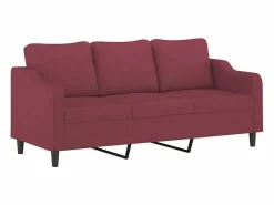 Hot Juego de sofás con cojines 3 piezas tela tinto Conjunto Sofá Y Sillón