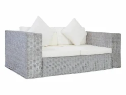 Hot Juego de sofás con cojines 2 piezas ratán natural Sofá Relax