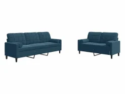 New vidaxl Juego de sofás con cojines 2 piezas terciopelo Azul
