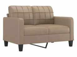 Clicnbuy Juego de sofás con cojines 2 piezas cuero sintético capuchino
