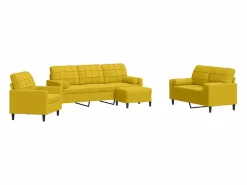 Sale vidaxl Juego de sofás con cojines 4 piezas terciopelo Amarillo