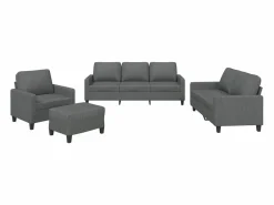Online Clicnbuy Juego de sofás con cojines 4 piezas tela oscuro Gris