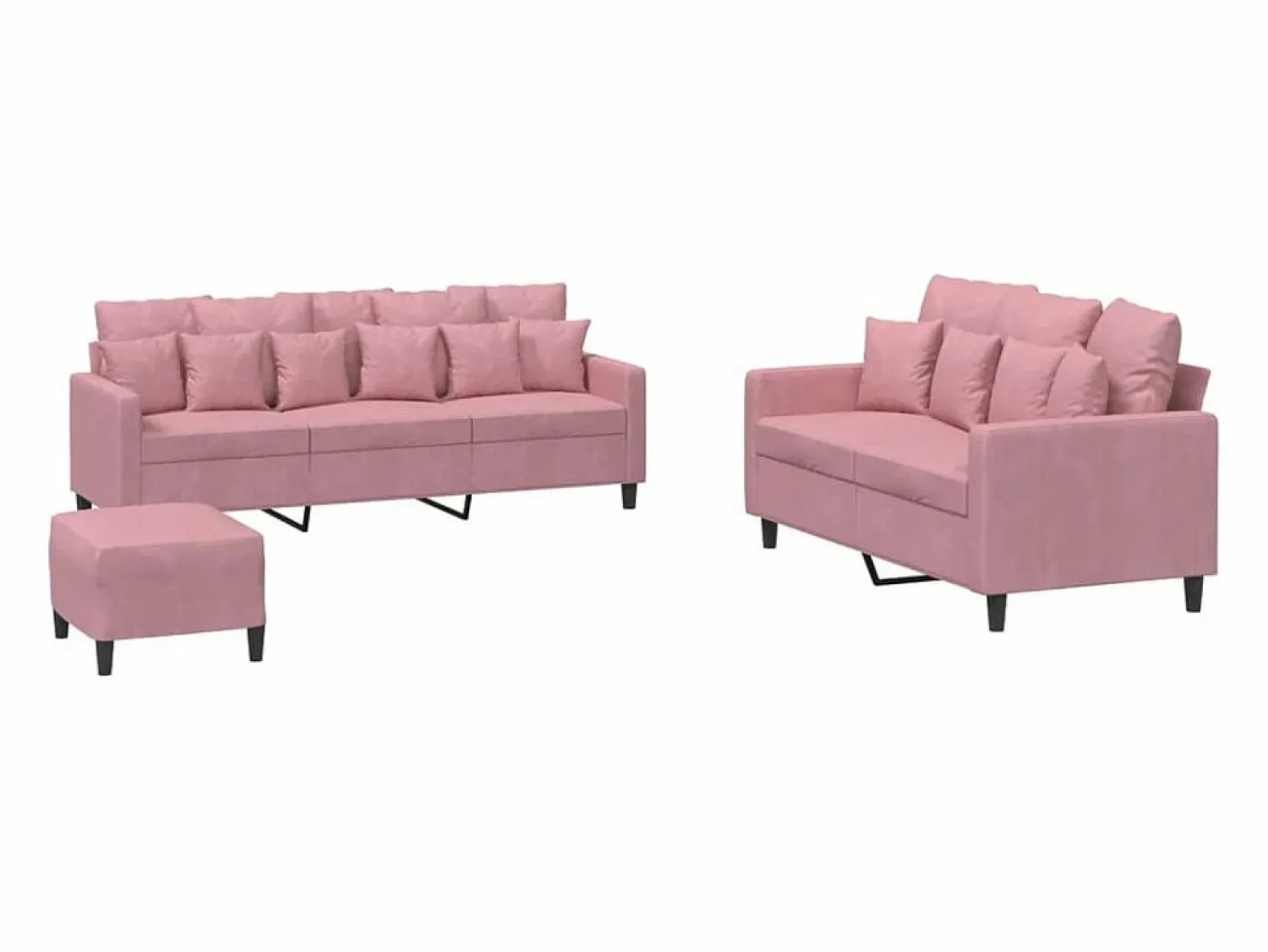 New Clicnbuy Juego de sofás con cojines 3 piezas terciopelo Rosa
