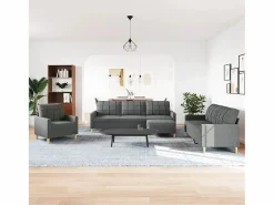 Clicnbuy Juego de sofás con reposapiés 4 piezas tela oscuro
