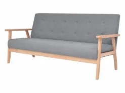 Juego de sofás de tela claro 2 piezas Conjunto Sofás
