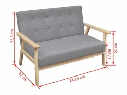 Juego de sofás de tela claro 2 piezas Conjunto Sofás