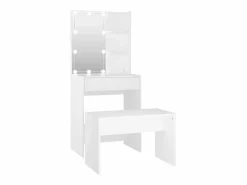 New vidaxl Juego de tocador con LED madera contrachapada Blanco
