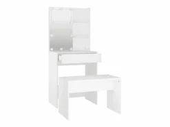 New vidaxl Juego de tocador con LED madera contrachapada Blanco