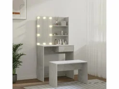 Juego de tocador con LED madera contrachapada hormigón ES329669 Tocador