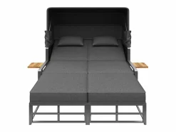 Hot KOMHTOM Juego de tumbonas de jardín para 2-4 personas, con toldo plegable, juego de sofás de exterior Gris