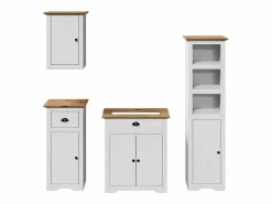 Juego muebles baño BODO 4pzas madera maciza pino marrón Estantería Sobre Inodoro