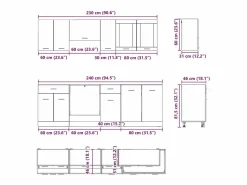 Juegos de muebles de cocina con cajón Lyon 8 pcs Roble ahumado Cocina Completa