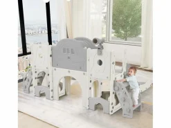 Juguete de escalada para niños 10 en 1 con tobogán, independiente, para escalar y perforar, verde