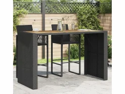 Best Garden Furniture Karaca Mesa alta jardín superficie madera ratán PE 185x80x110 cm Negro