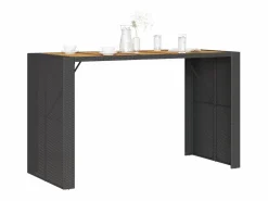 Best Garden Furniture Karaca Mesa alta jardín superficie madera ratán PE 185x80x110 cm Negro