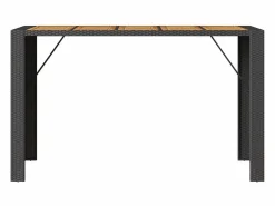 Best Garden Furniture Karaca Mesa alta jardín superficie madera ratán PE 185x80x110 cm Negro