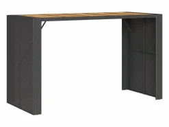 Best Garden Furniture Karaca Mesa alta jardín superficie madera ratán PE 185x80x110 cm Negro