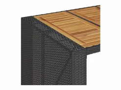 Best Garden Furniture Karaca Mesa alta jardín superficie madera ratán PE 185x80x110 cm Negro