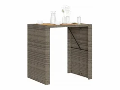 Hot Karaca Mesa alta jardín superficie madera ratán PE 105x80x110 cm Mesa Alta