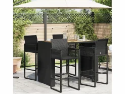 Sale Garden Furniture Karaca Mesa alta jardín superficie madera ratán PE 145x80x110 cm Negro