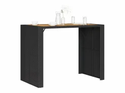 Sale Garden Furniture Karaca Mesa alta jardín superficie madera ratán PE 145x80x110 cm Negro