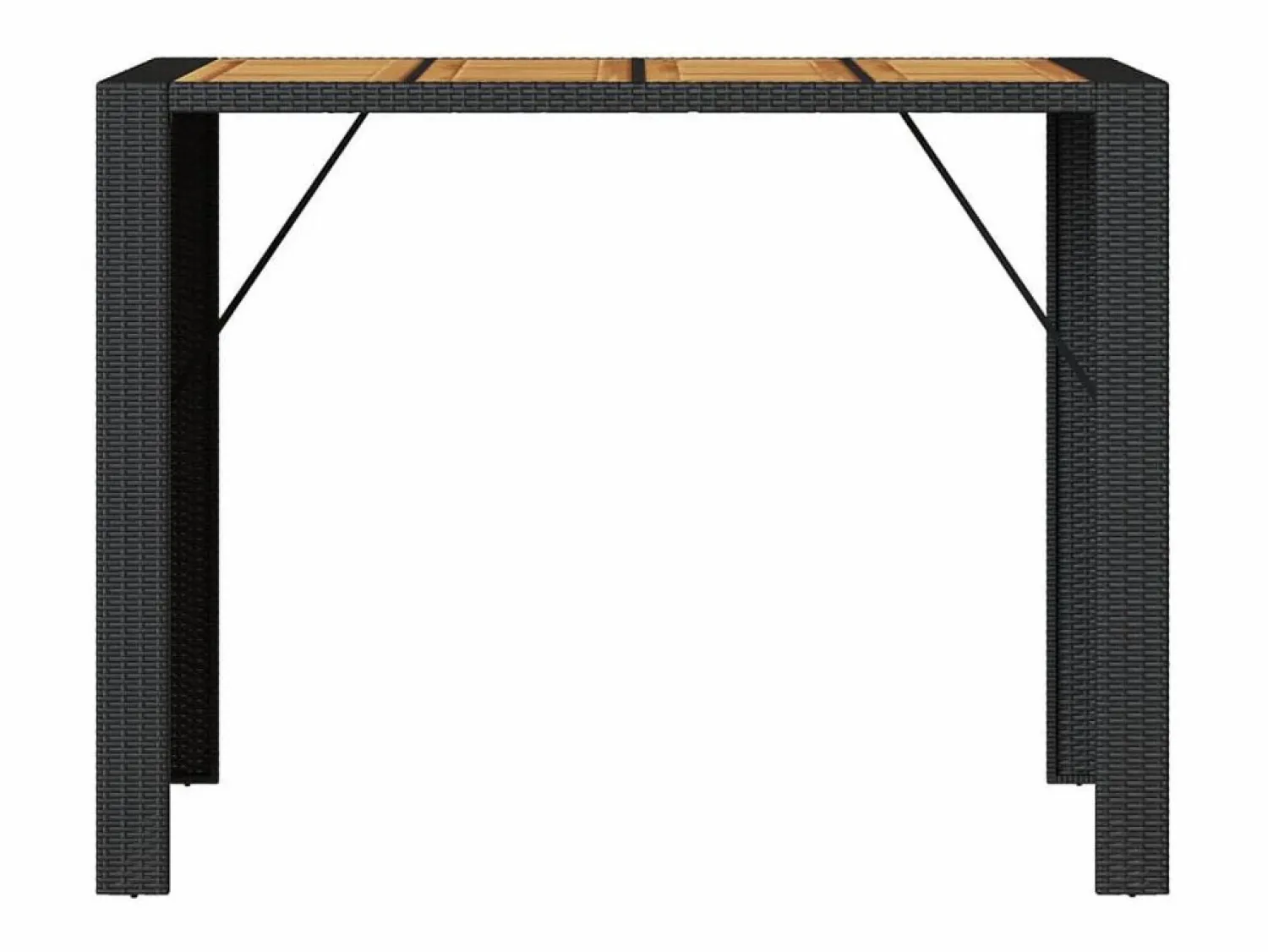 Sale Garden Furniture Karaca Mesa alta jardín superficie madera ratán PE 145x80x110 cm Negro