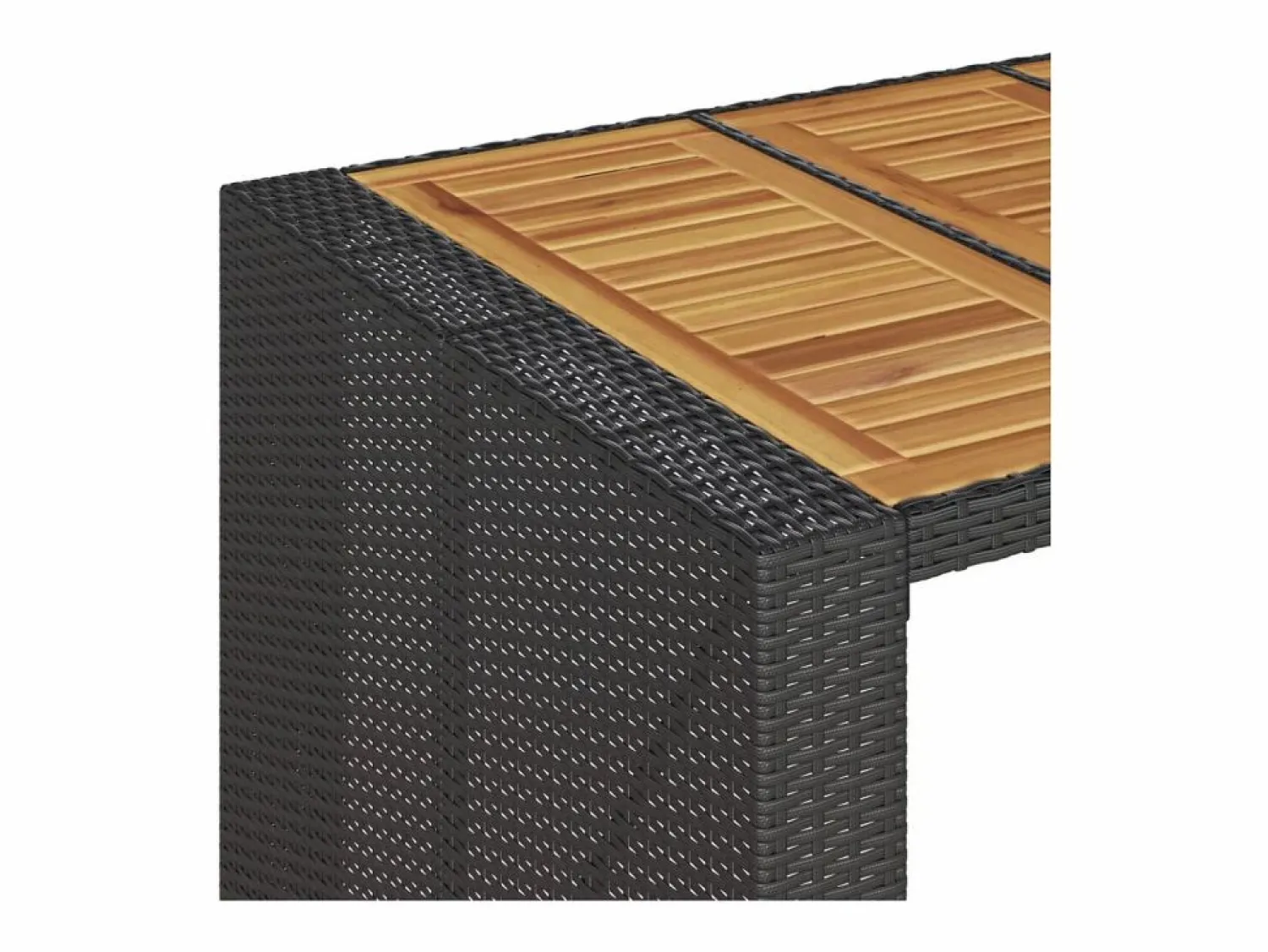 Sale Garden Furniture Karaca Mesa alta jardín superficie madera ratán PE 145x80x110 cm Negro