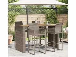 Hot Karaca Mesa alta jardín superficie madera ratán PE 185x80x110 cm Mesa Alta