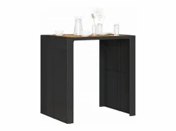 Best Garden Furniture Karaca Mesa alta jardín superficie madera ratán PE 105x80x110 cm Negro