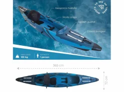Clearance WATTSUP KAYAK HINCHABLE DE ALTA PRESIÓN TORPEDO 1 PLAZA Azul