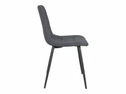 Kayelles Lote de 4 sillas de comedor de diseño, asiento de tela acolchada, patas metálicas negras DILA Gris