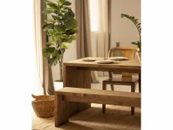 Best DECOWOOD Kit de 2 bancos de madera de abeto rectangulares para interiores en color roble oscuro de 145x45cm - TELVA - Marru00f3n