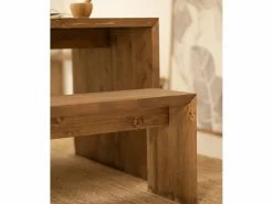 Best DECOWOOD Kit de 2 bancos de madera de abeto rectangulares para interiores en color roble oscuro de 145x45cm - TELVA - Marru00f3n