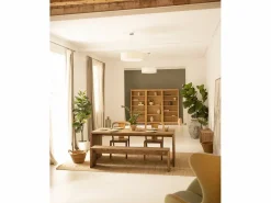 Best DECOWOOD Kit de 2 bancos de madera de abeto rectangulares para interiores en color roble oscuro de 145x45cm - TELVA - Marru00f3n