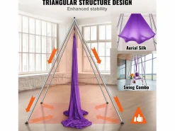 Kit de Columpio de Yoga SucceBuy, con Soporte y Hamaca Aérea, Capacidad de 250 kg, Armazón de Yoga
