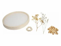Kit de creación de marco redondo de madera con flores secas