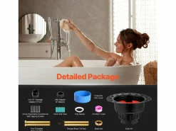 Hot Kit de Desagüe para Bañera Independiente SucceBuy, Con Adaptador y 2 Tubos de Escape de Latón Negro