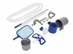 Bestway Kit de Mantenimiento para Piscinas Deluxe AquaClean con Pértiga, Limpiafondos, Recogehojas y Manguera de Aspiración Gris