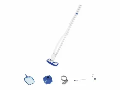 Bestway Kit de Mantenimiento para Piscinas Deluxe AquaClean con Pértiga, Limpiafondos, Recogehojas y Manguera de Aspiración Gris